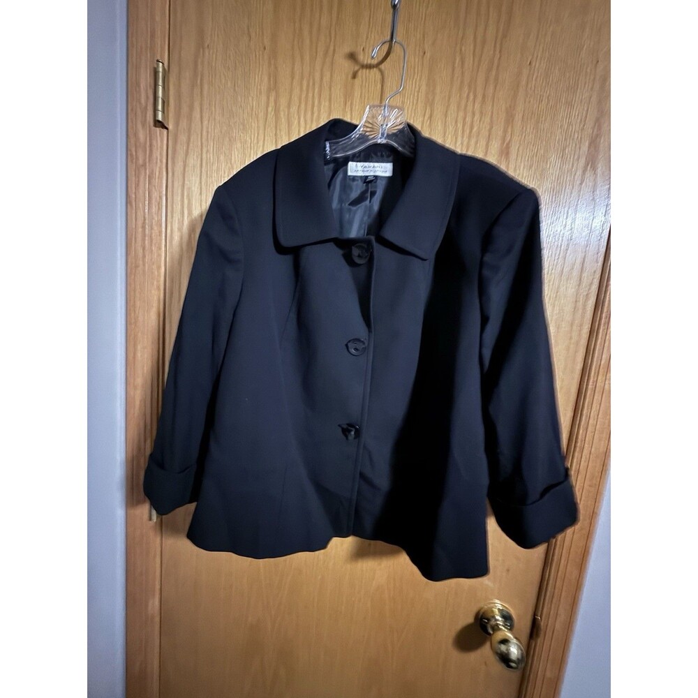 Tahari ASL Womens Blazer/Jacket  Short 22W Black Snap Buttons Office Career Wear